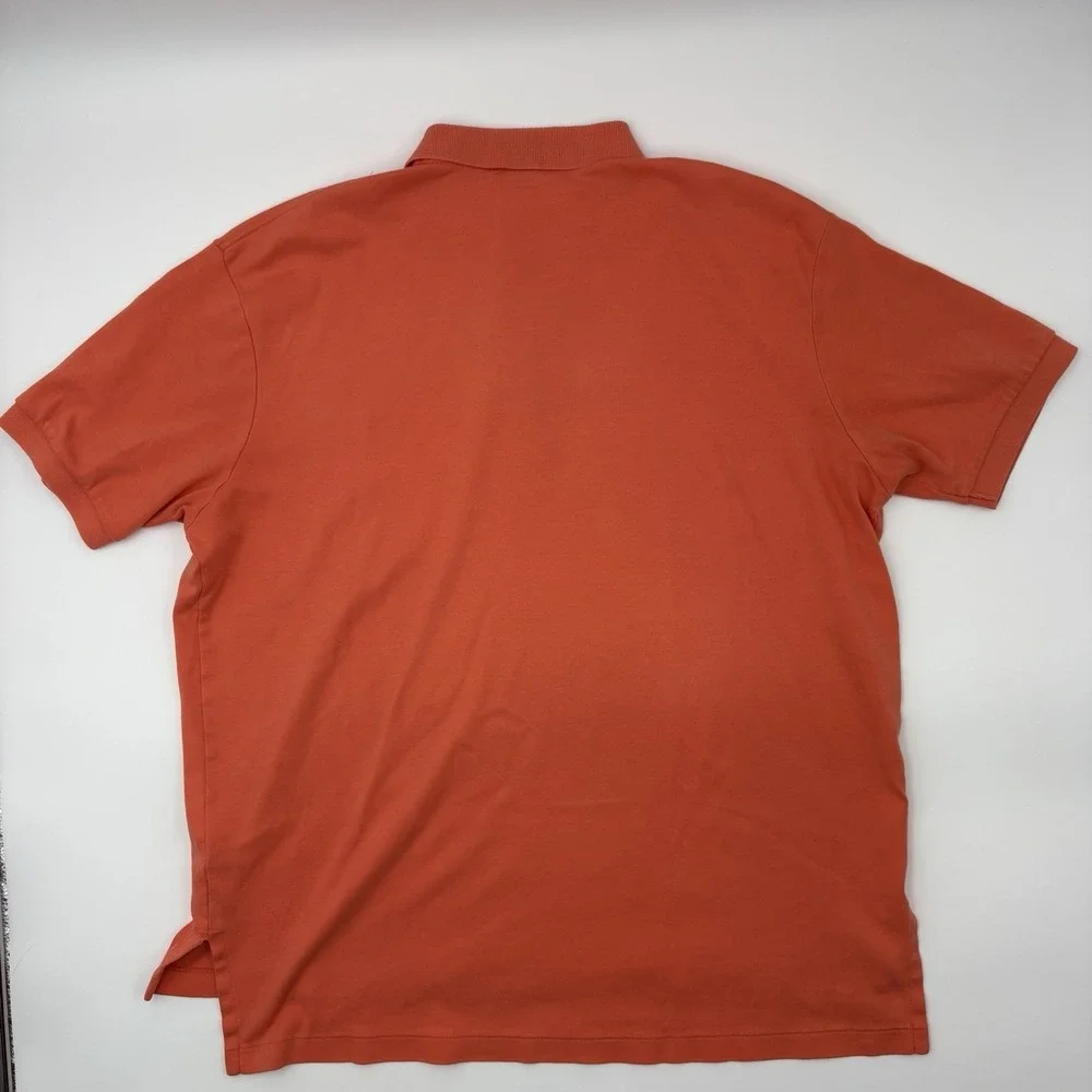 Polo Ralph Lauren Shirt Mens L Orange Cotton Vintage Pique Short Sleeve Polo